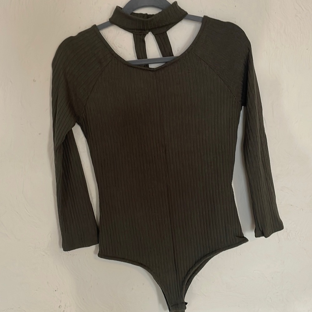 green sweater bodysuit